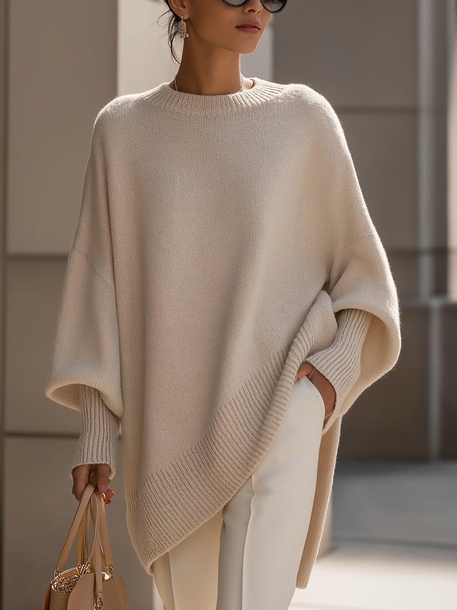Jennifer Women Oversized Asymmetric Hem Jumper, colour: Beige