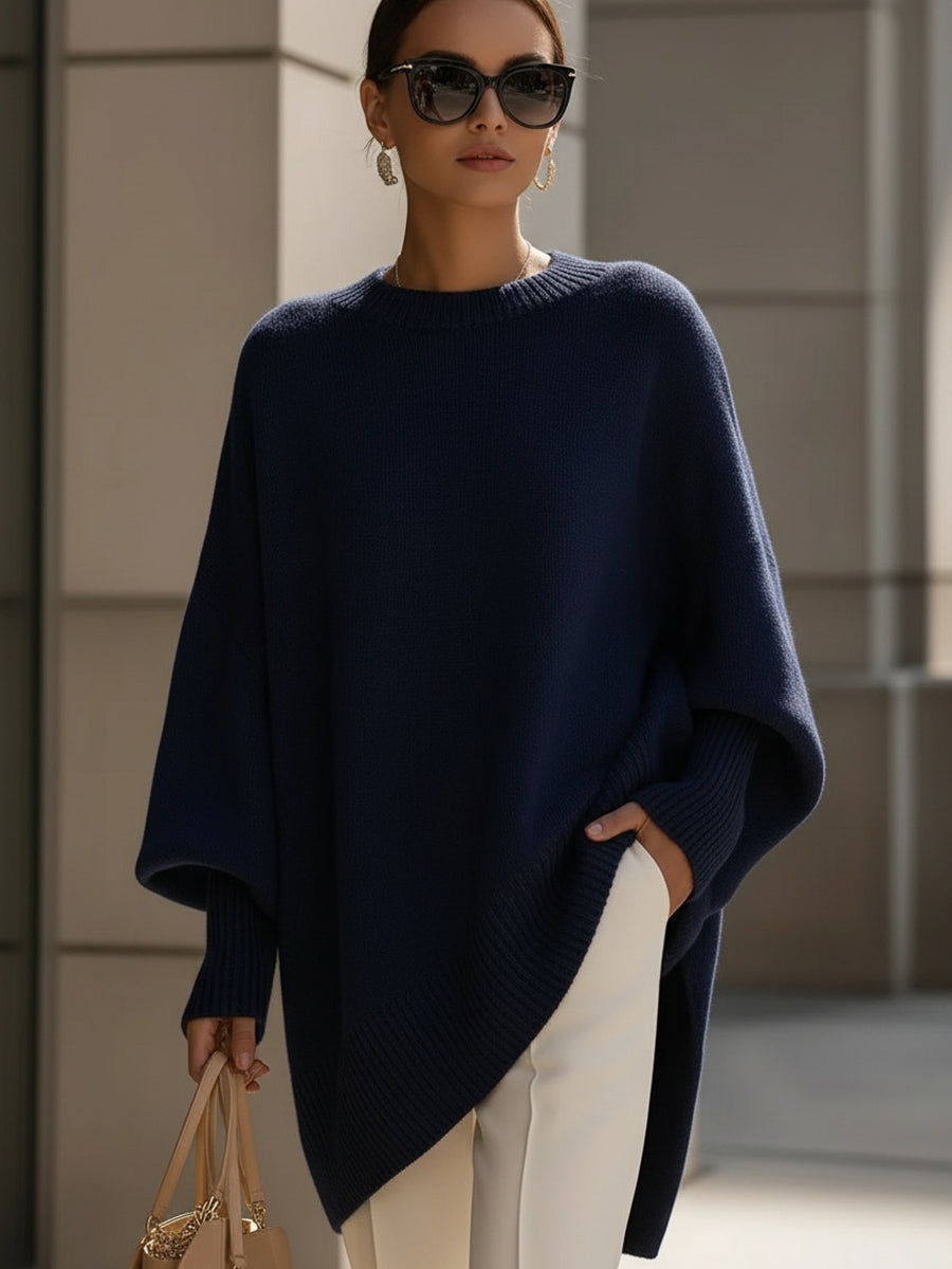 Jennifer Women Oversized Asymmetric Hem Jumper, colour: Navy