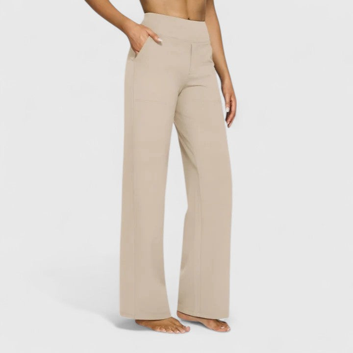 Hilary Women High Waisted Wide Leg Pants, colour: Cream