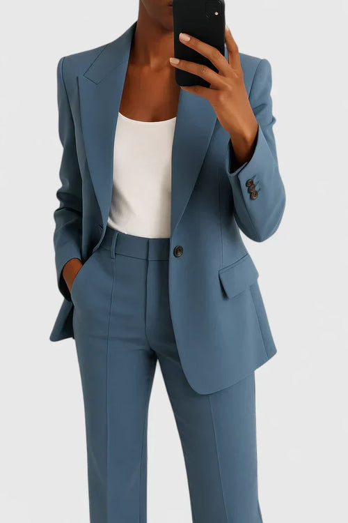 Abigail Women Two Piece Flared Pantsuit, colour: Blue