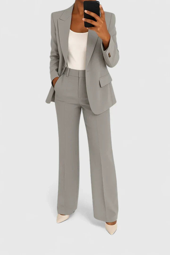 Abigail Women Two Piece Flared Pantsuit, colour: Grey