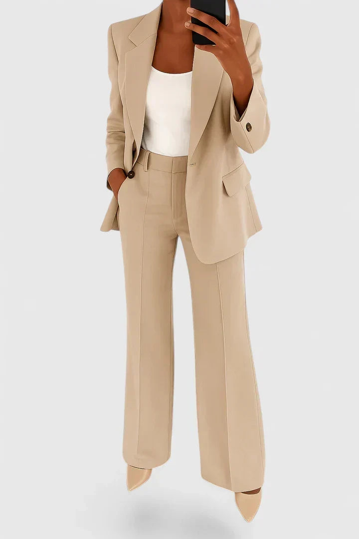 Abigail Women Two Piece Flared Pantsuit, colour: Beige