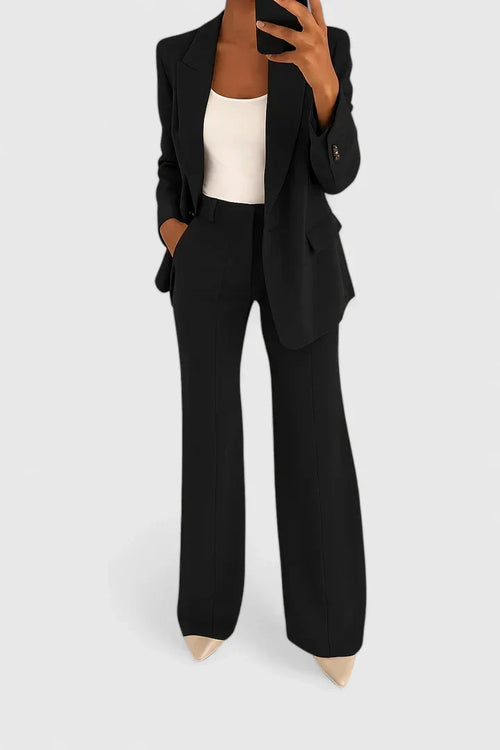 Abigail Women Two Piece Flared Pantsuit, colour: Black