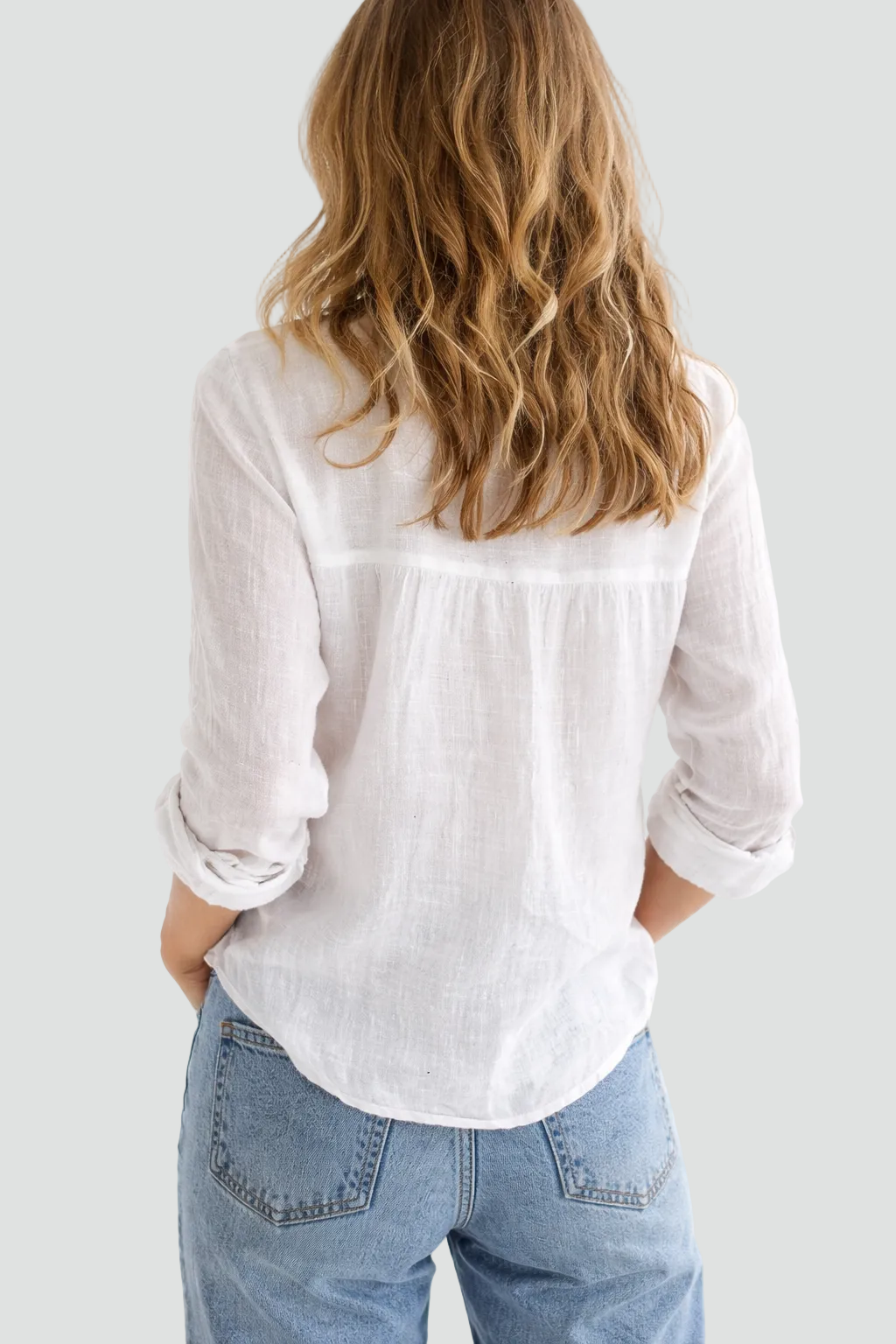 Lucy Women Linen Button Down Blouse, colour: White