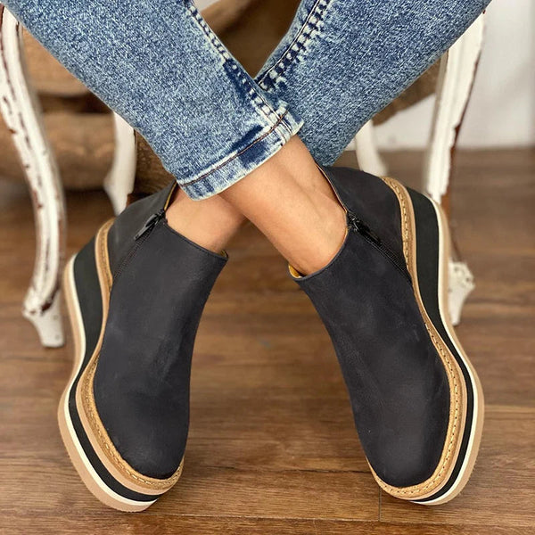 Jessica Women Side Zip Wedge Ankle Boots, colour: Black