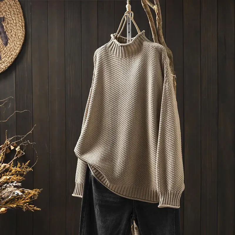 Matilda Women Oversized High Neck Knit Jumper, colour: Khaki