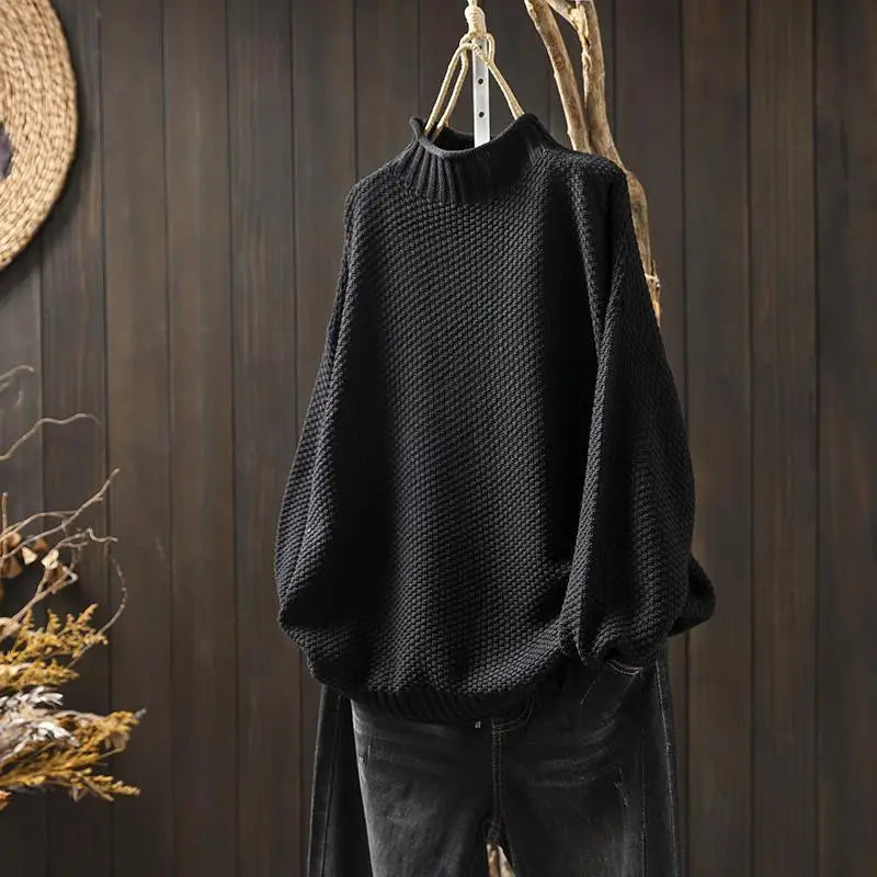 Matilda Women Oversized High Neck Knit Jumper, colour: Black