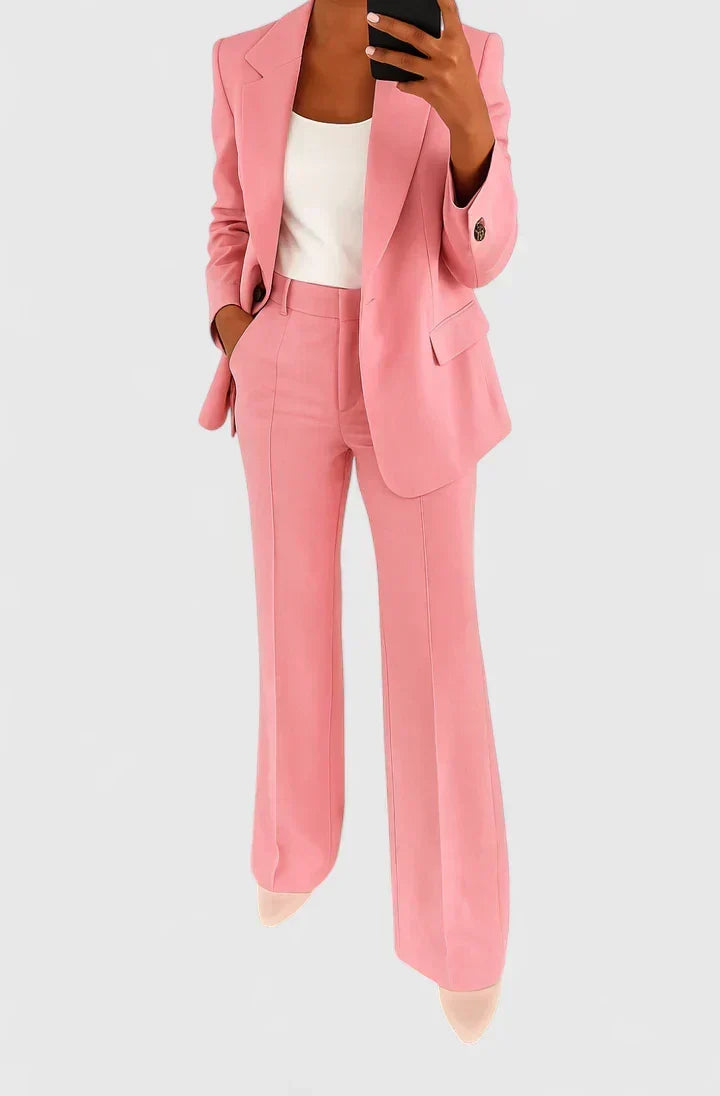 Abigail Women Two Piece Flared Pantsuit, colour: Pink