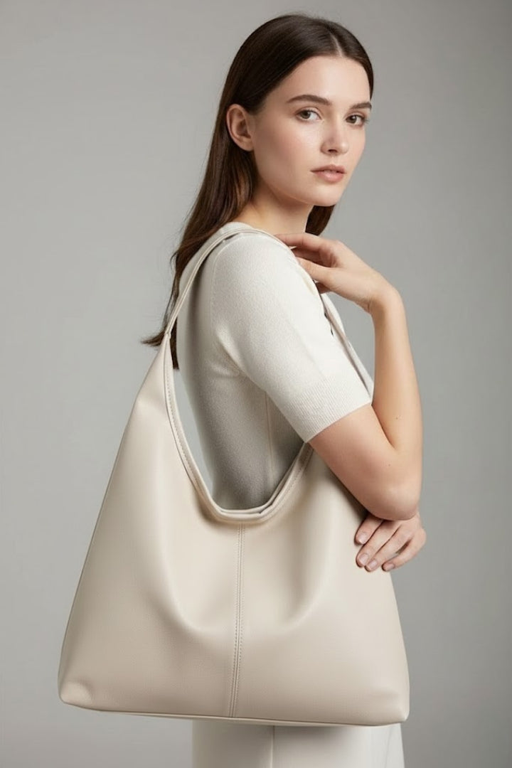 Maria Women Faux Leather Hobo Shoulder Bag, colour: White