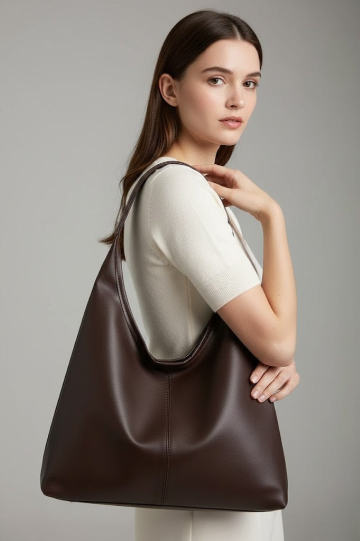 Maria Women Faux Leather Hobo Shoulder Bag, colour: Coffee