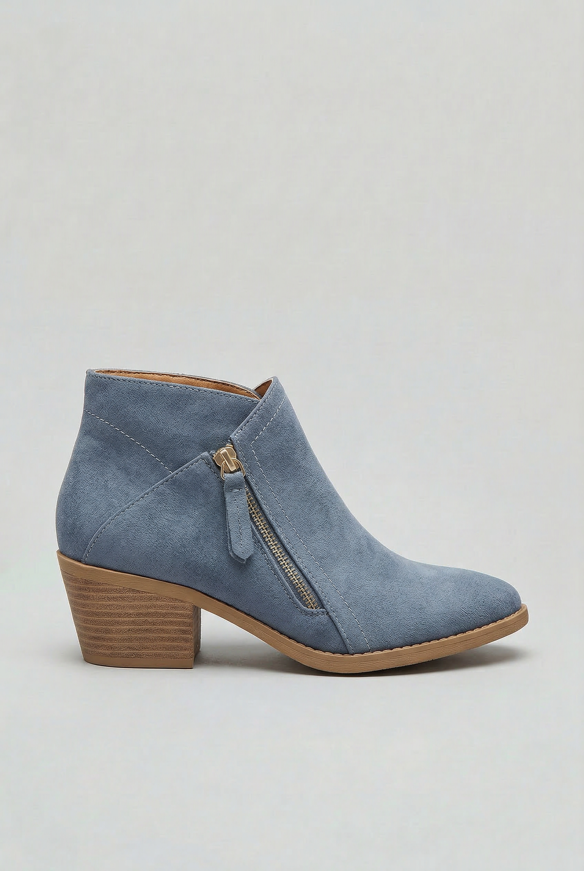Grace Women Side Zip Block Heel Ankle Boots, colour: Blue