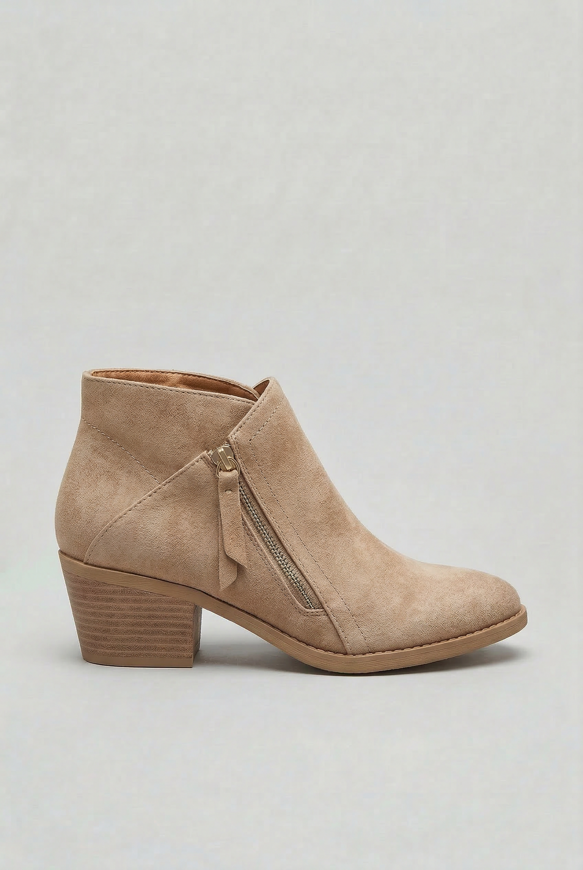 Grace Women Side Zip Block Heel Ankle Boots, colour: Beige