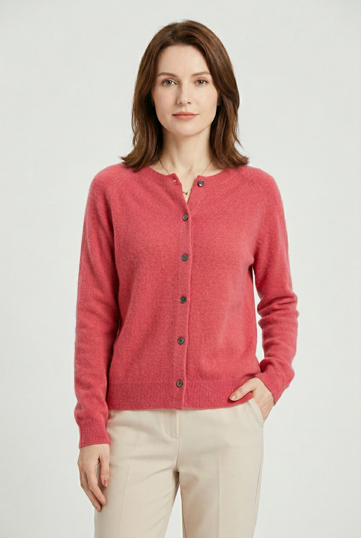 Ella Women Fine Knit Raglan Sleeve Cardigan, colour: Pink