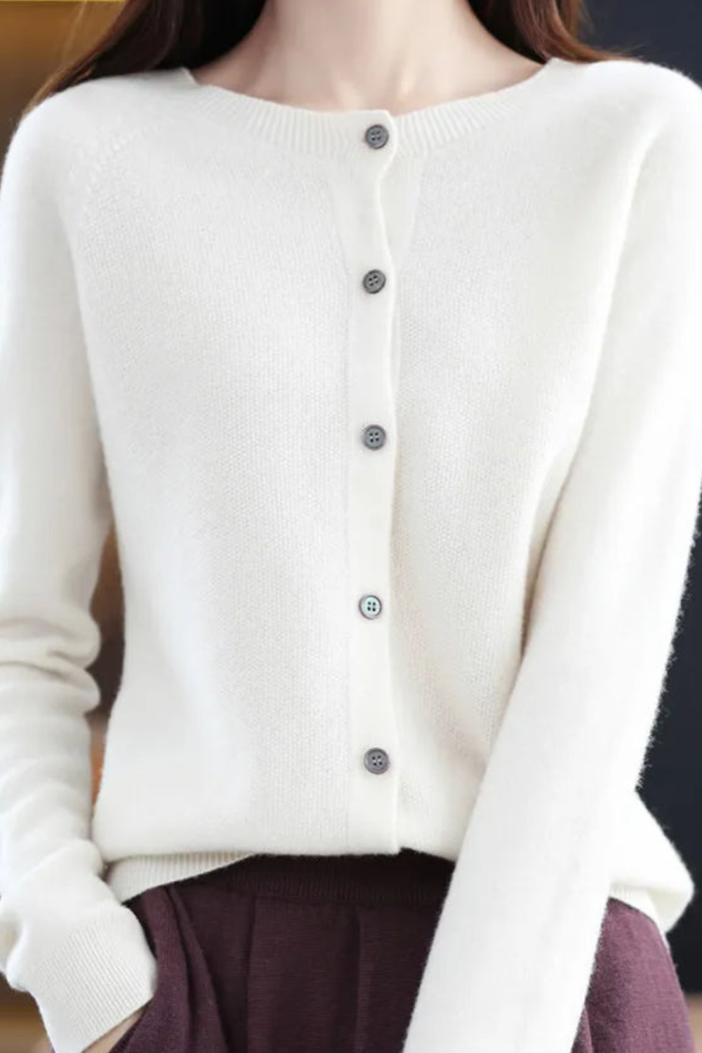 Ella Women Fine Knit Raglan Sleeve Cardigan, colour: White