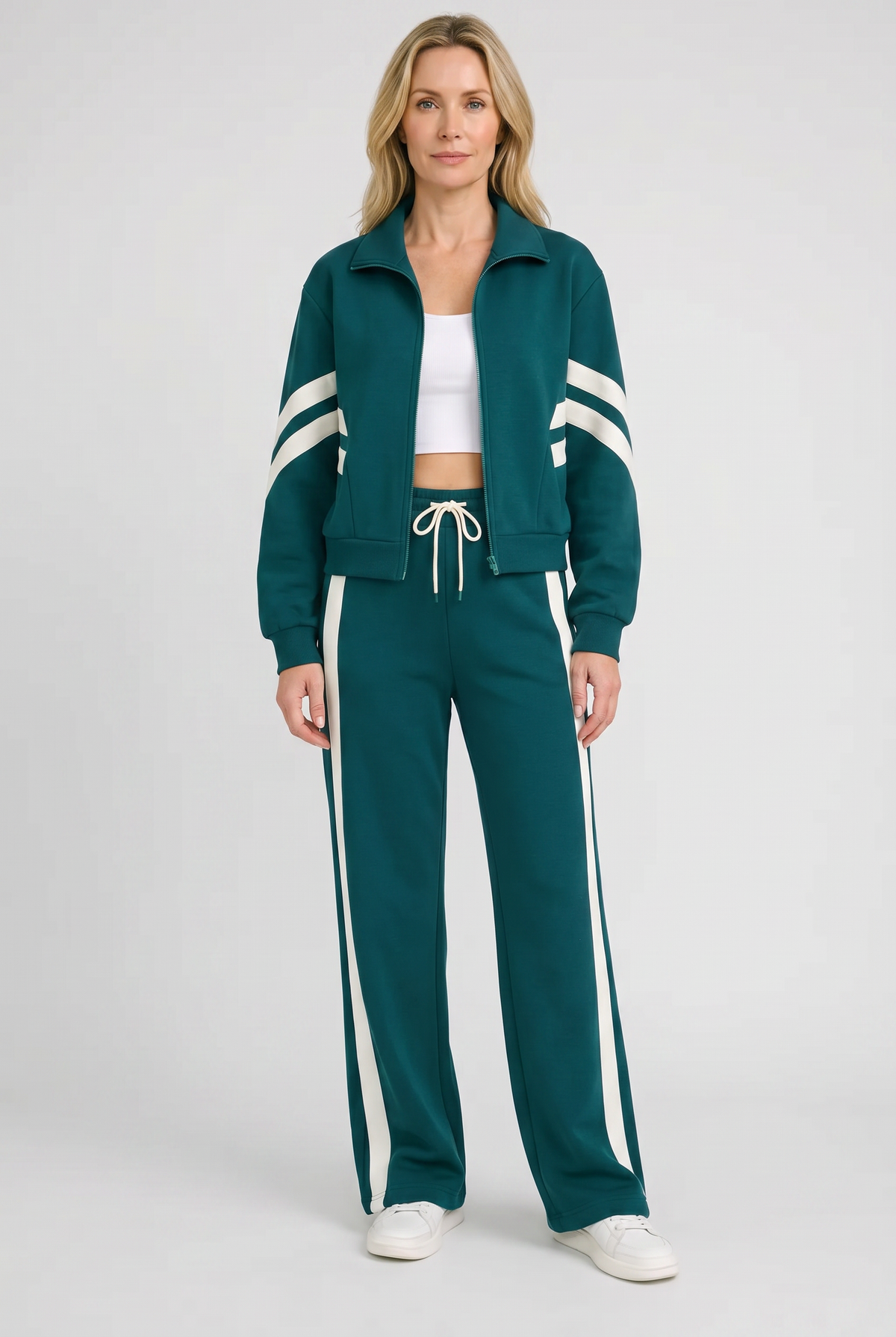 Erin Women Two Piece Zip Front Tracksuit, colour: Green