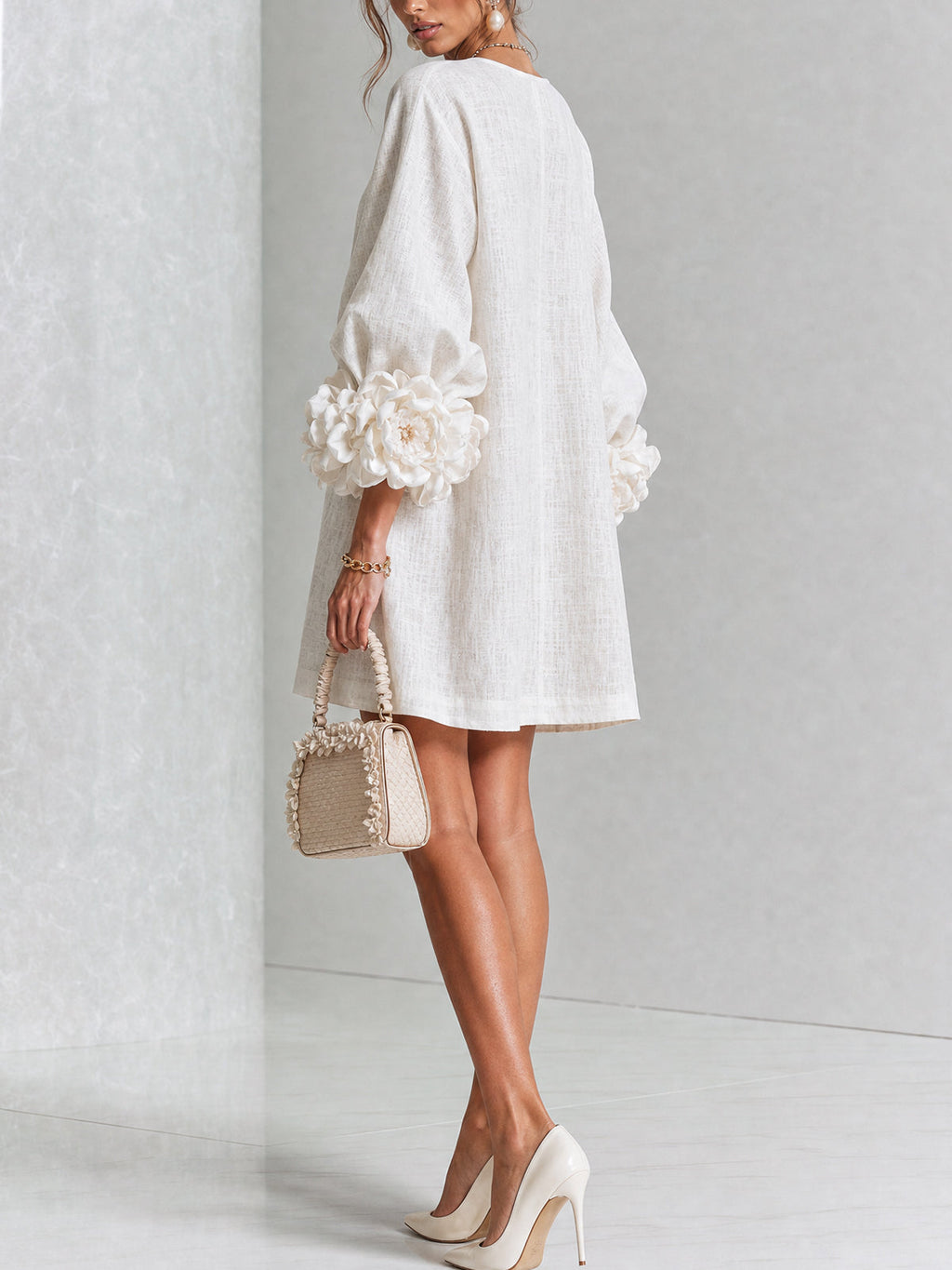Florence | Women Rose Cuff Long Sleeve Mini Dress