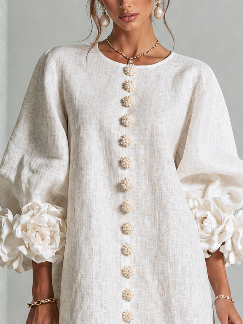 Florence | Women Rose Cuff Long Sleeve Mini Dress