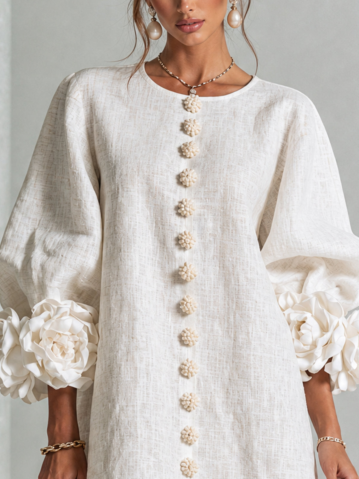 Florence | Women Rose Cuff Long Sleeve Mini Dress