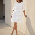 Abigail Women Tiered Ruffle Short Sleeve Dress, colour: White