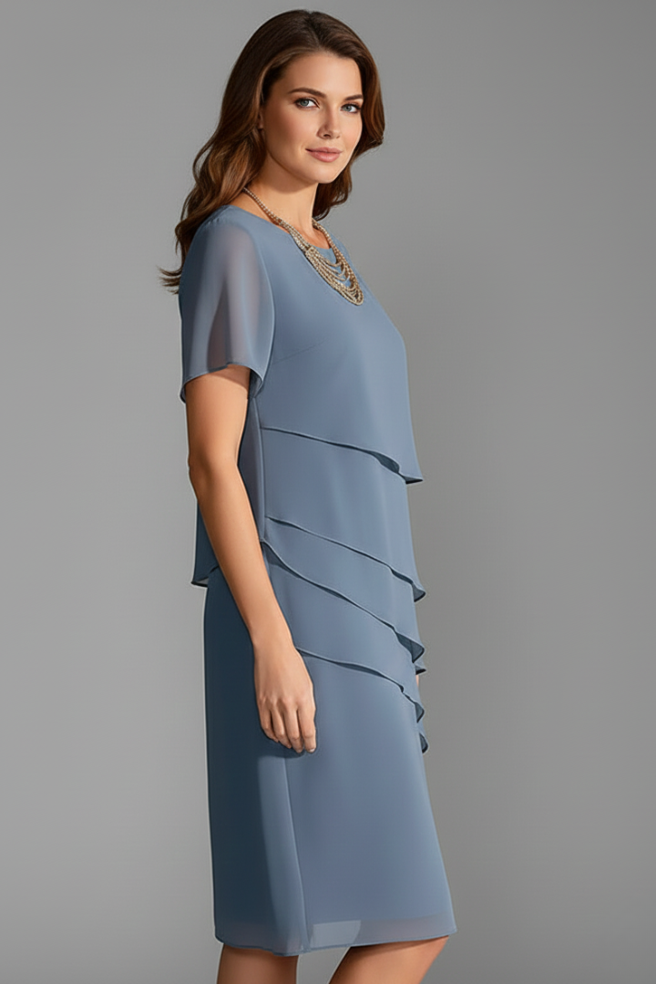 Alice Women Layered Front Short Sleeve Dress