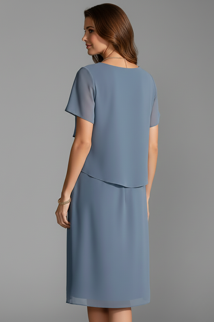 Alice Women Layered Front Short Sleeve Dress
