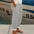 Annie Women Striped Button Detail Cropped Pants, colour: Black