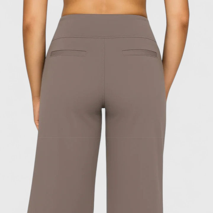 Hilary Women High Waisted Wide Leg Pants, colour: Taupe