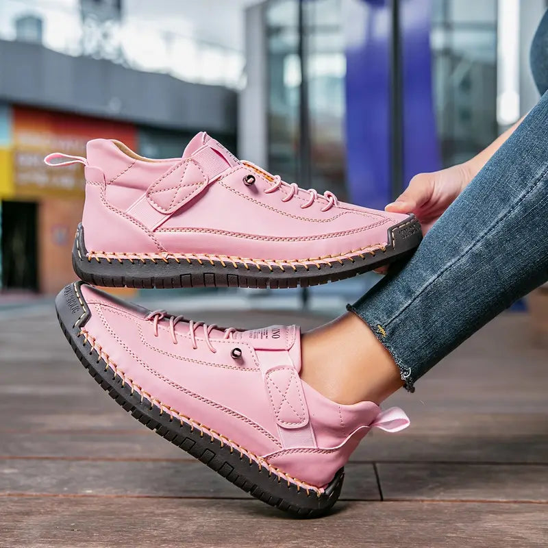 Billie Women Stitched Lace Up Sneakers with Strap, colour: Pink