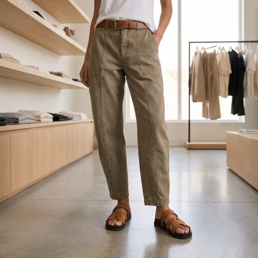 Bonnie Women High Waisted Tapered Utility Pants, colour: Warm Khaki