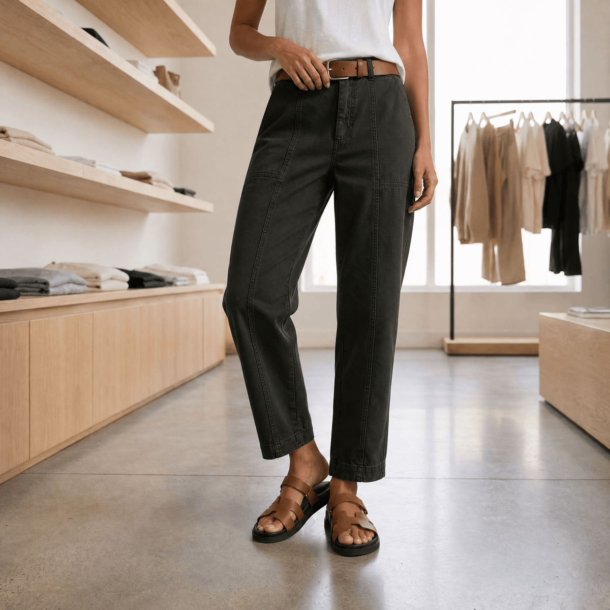 Bonnie Women High Waisted Tapered Utility Pants, colour: Deep Olive