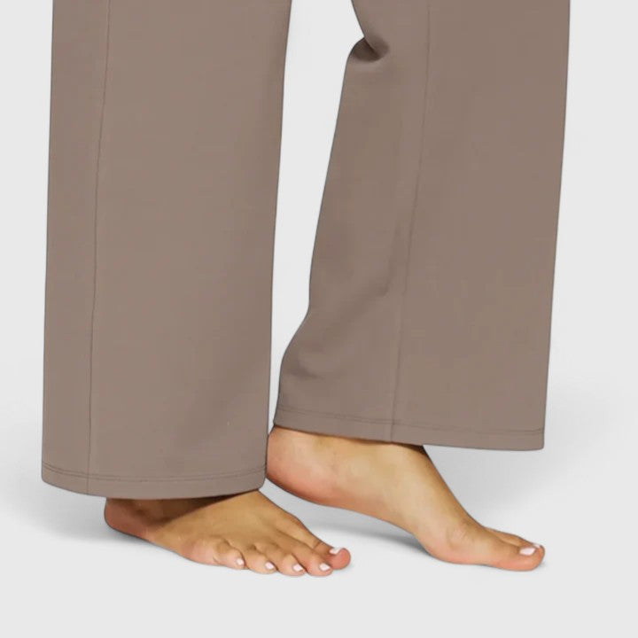 Hilary Women High Waisted Wide Leg Pants, colour: Taupe