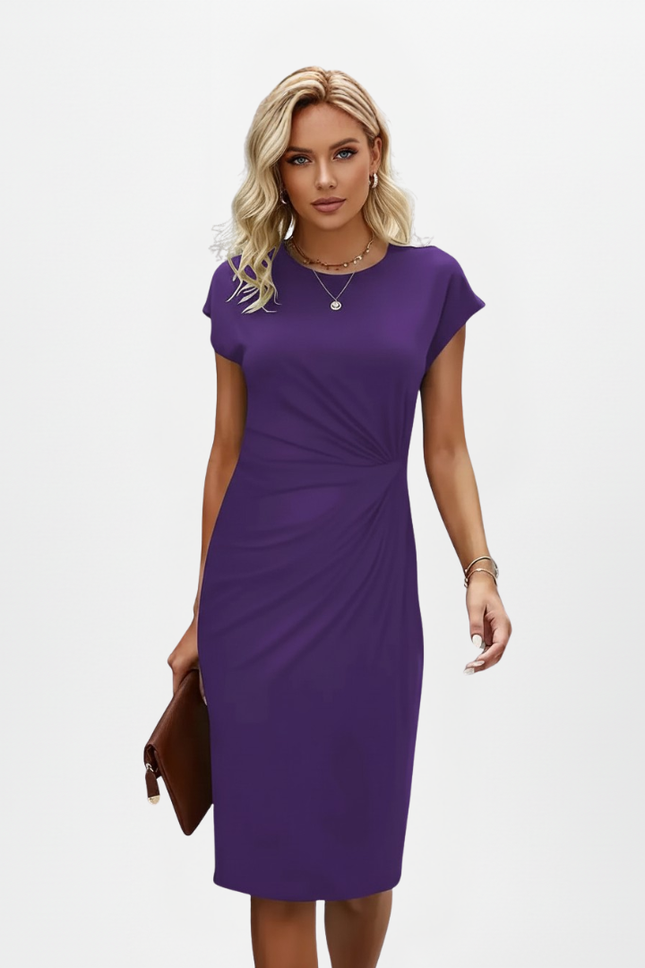 Eloise Women Ruched Waist Knee Length Dress, colour: Purple
