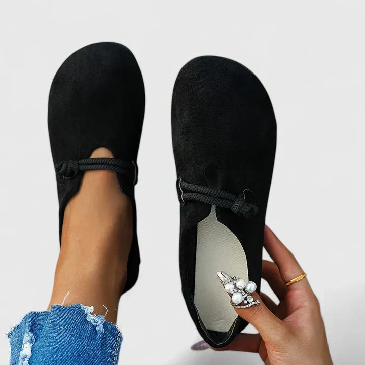 Elsie Women Toggle Strap Suede Look Ballet Flats, colour: Black