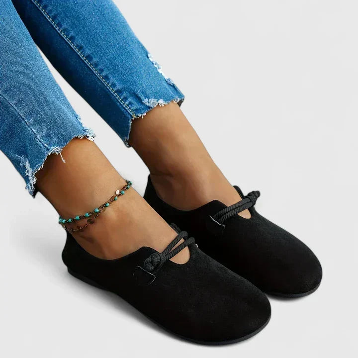 Elsie Women Toggle Strap Suede Look Ballet Flats, colour: Black