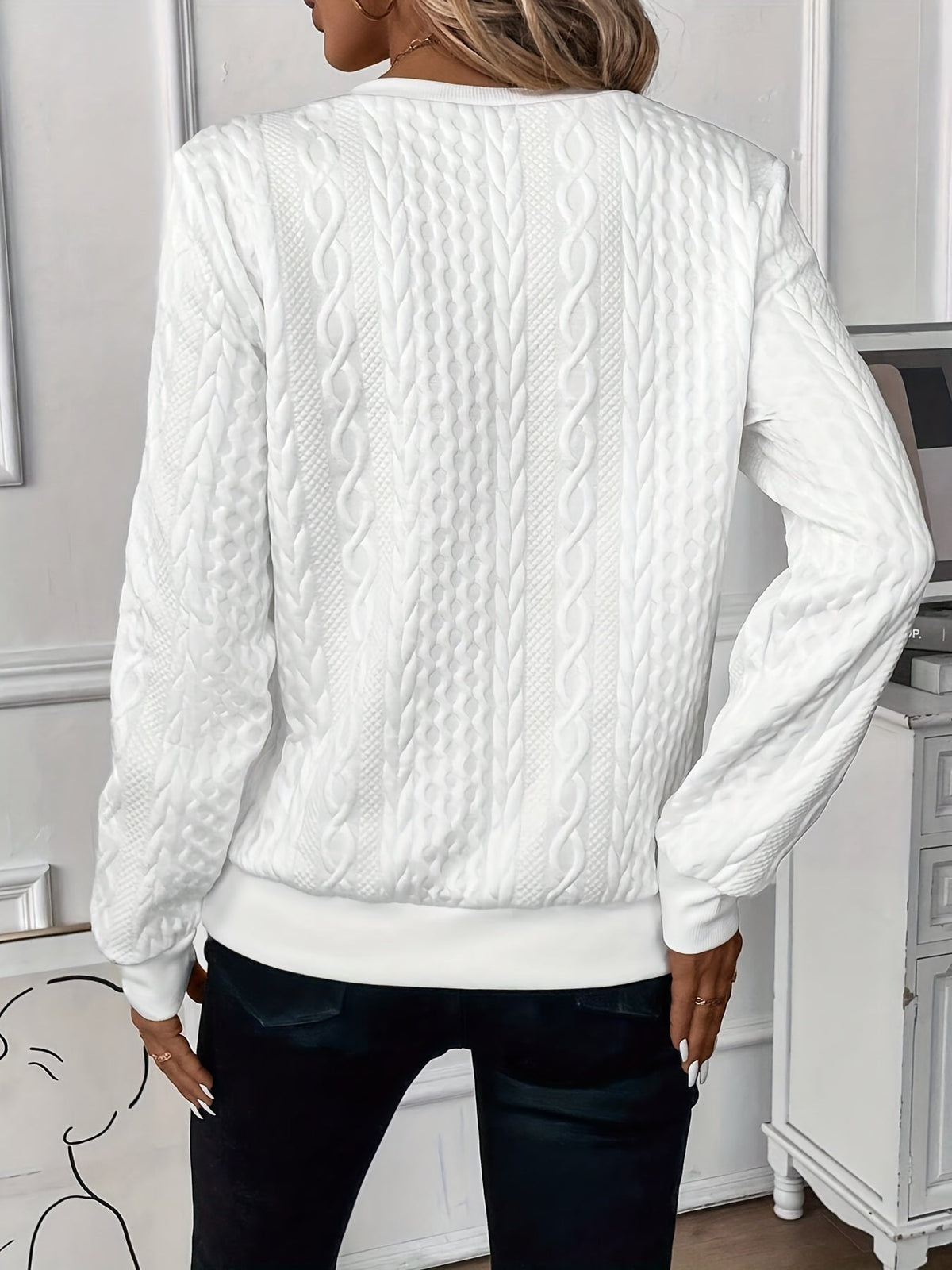 Amy Women Textured Half Zip Jumper, colour: White with White Zipper