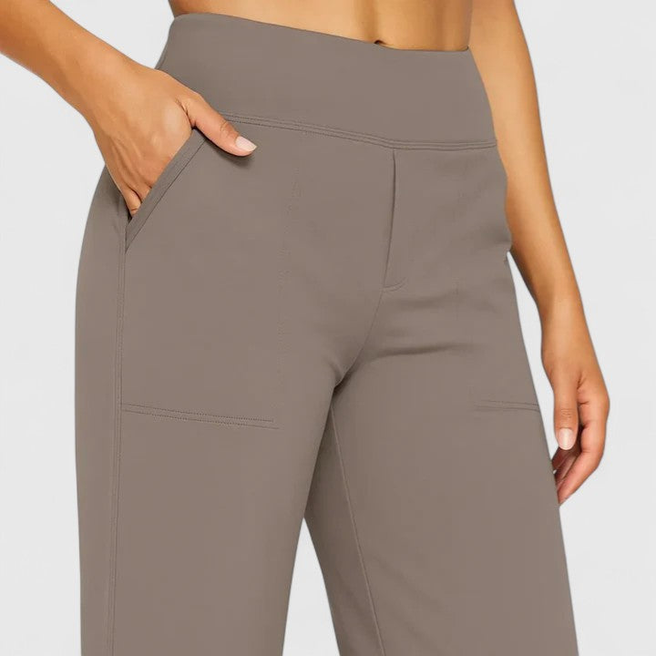 Hilary Women High Waisted Wide Leg Pants, colour: Taupe