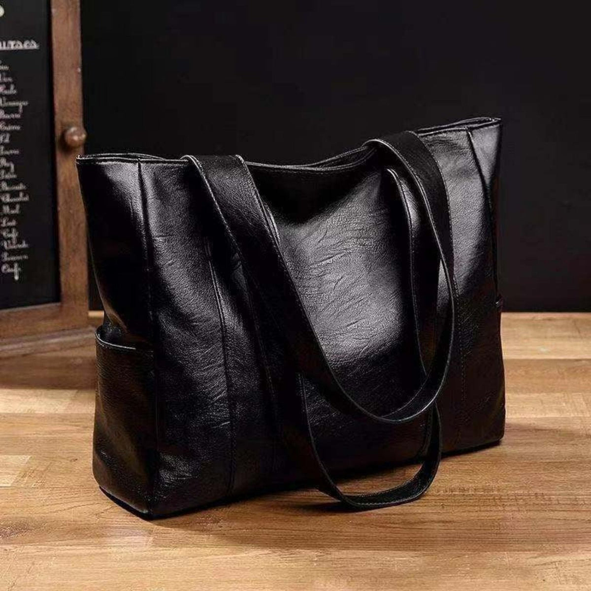 Georgia Women Leather Look Shoulder Tote Bag, colour: Black