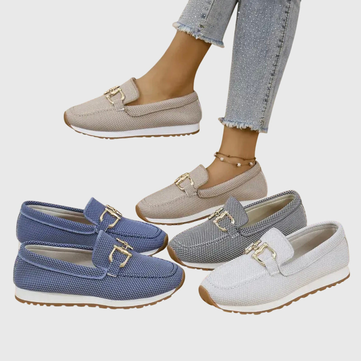 Grace Women Buckle Detail Slip On Sneakers