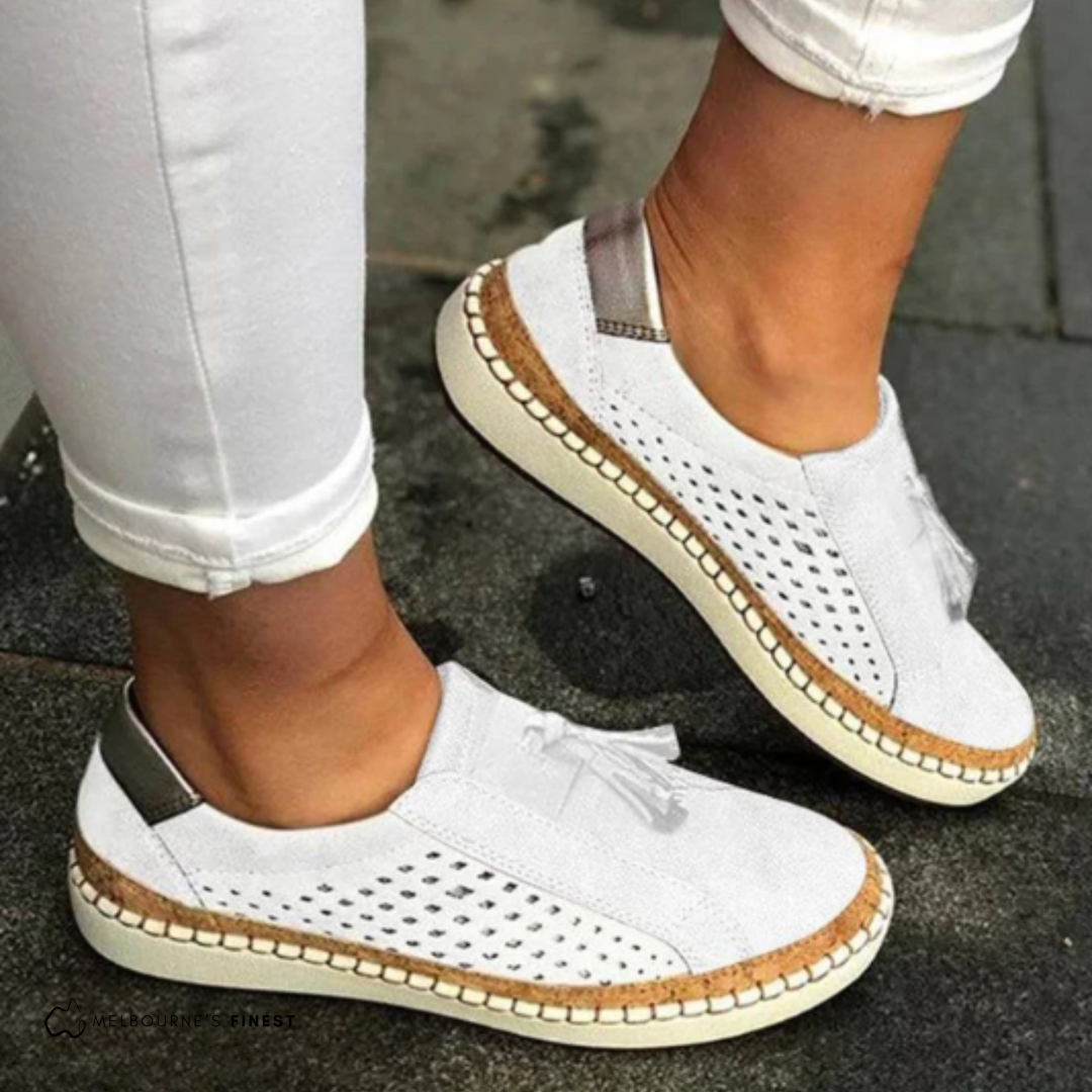 Hazel Women Perforated Slip On Sneakers, colour: White