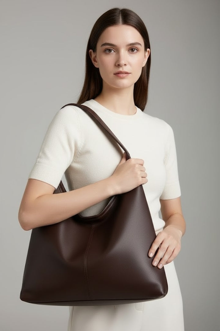 Heidi Women Slouchy Faux Leather Hobo Bag, colour: Coffee