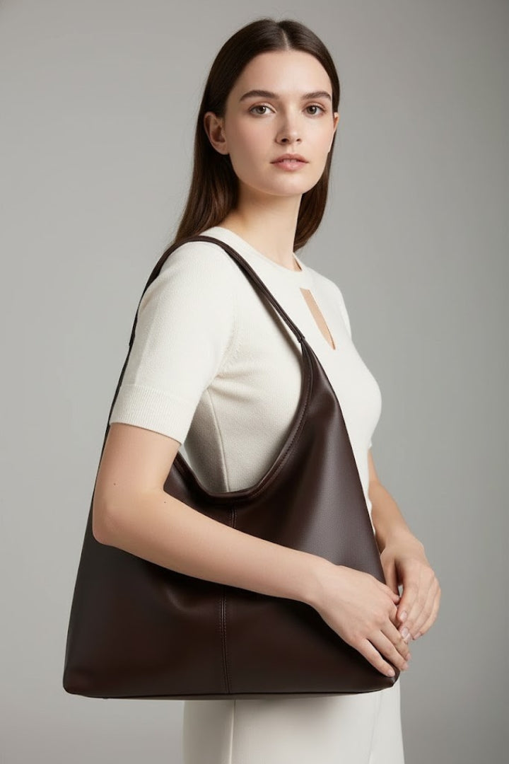 Heidi Women Slouchy Faux Leather Hobo Bag, colour: Coffee