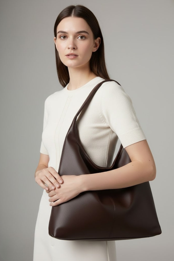 Heidi Women Slouchy Faux Leather Hobo Bag, colour: Coffee
