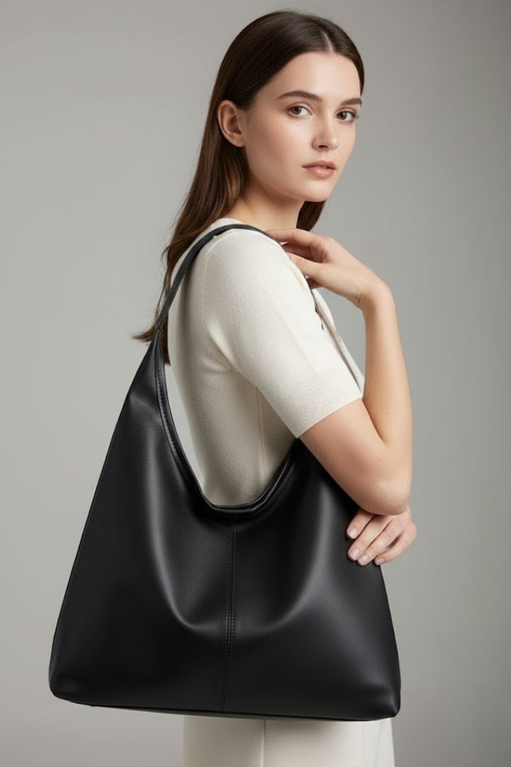 Heidi Women Slouchy Faux Leather Hobo Bag, colour: Black