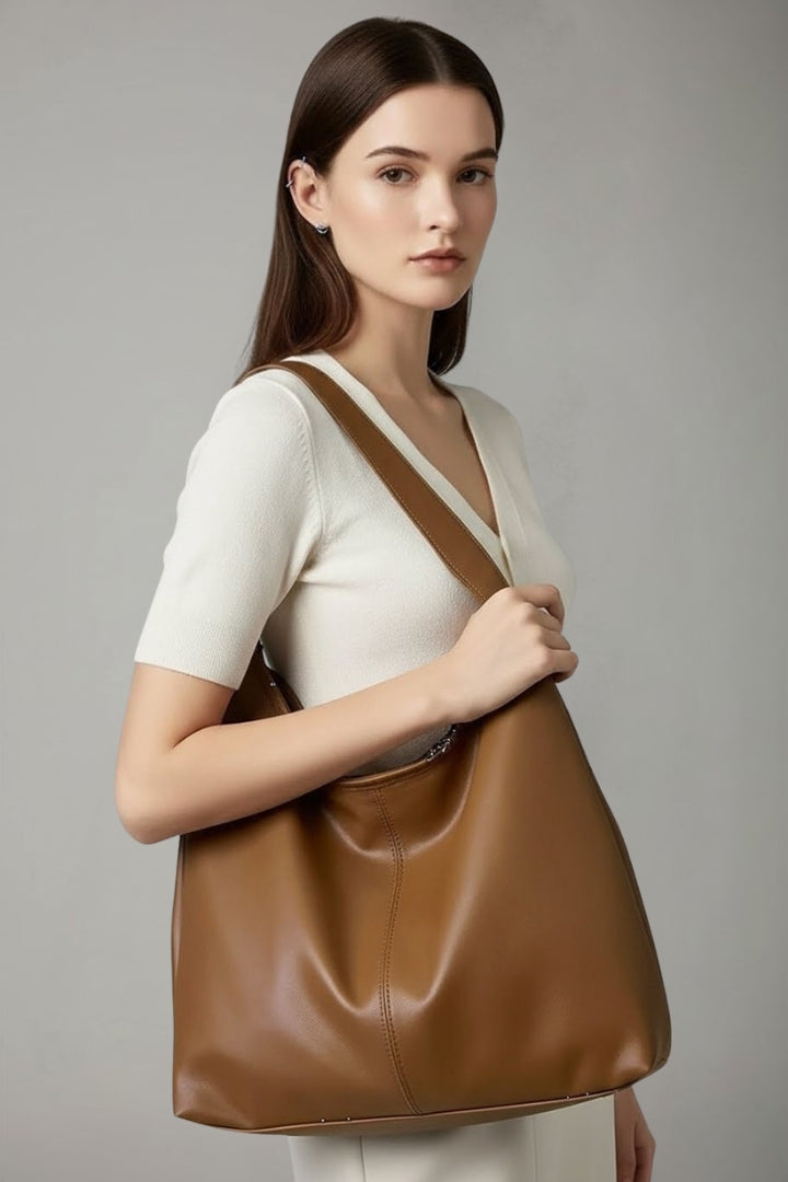 Heidi Women Slouchy Faux Leather Hobo Bag, colour: Brown