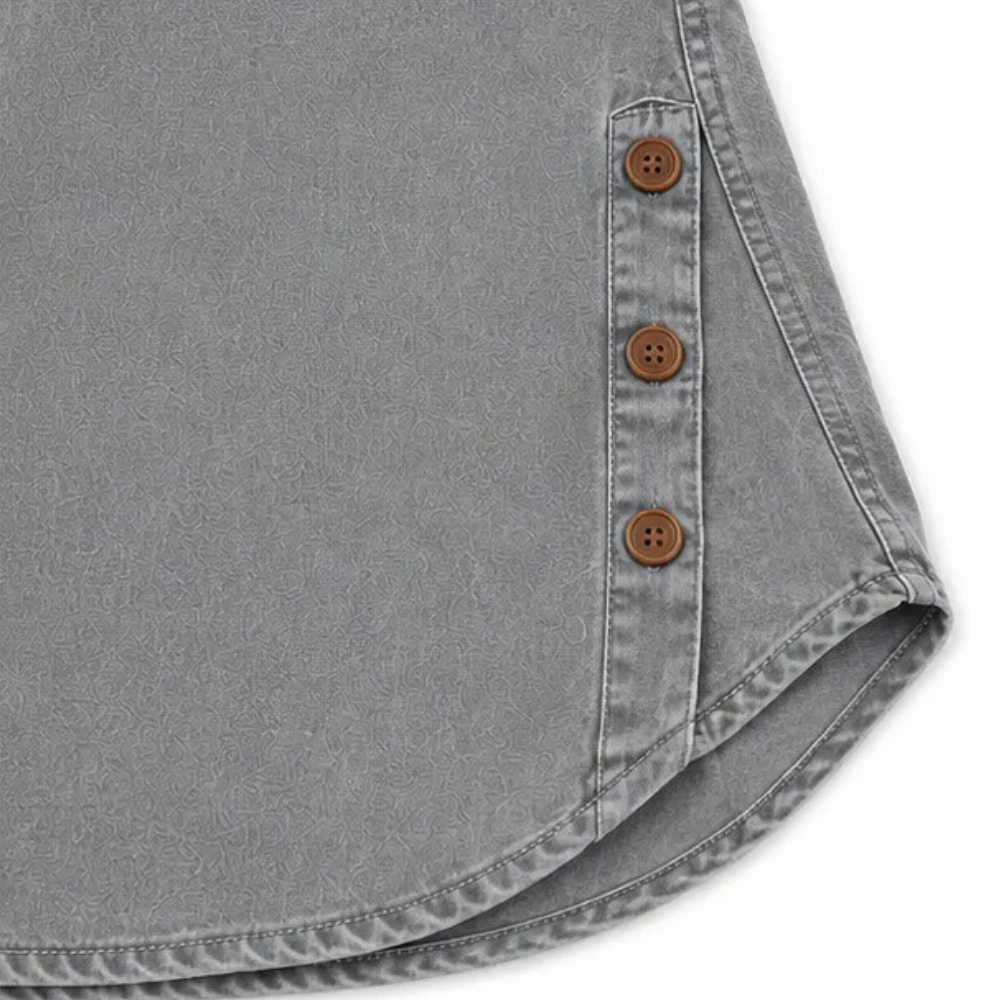 Holly Women Henley Tunic Top with Side Buttons, colour: Grey Wash