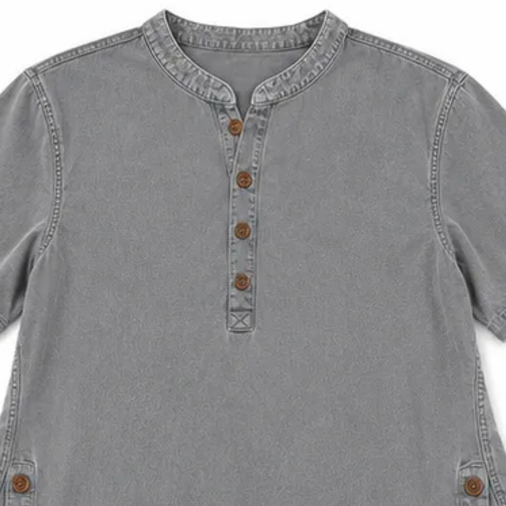 Holly Women Henley Tunic Top with Side Buttons, colour: Grey Wash
