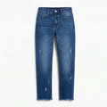 Jasmine Women Frayed Hem Cropped Straight Leg Jeans, colour: Dark Blue