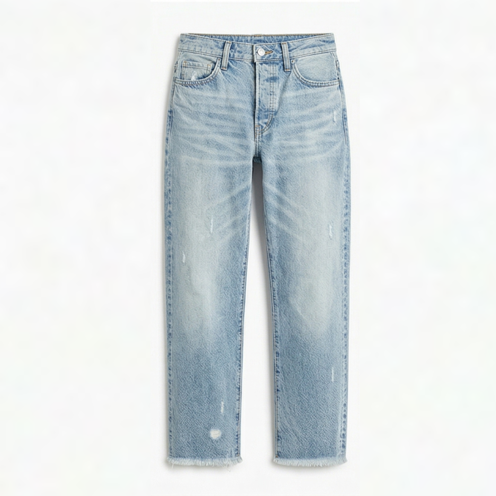 Jasmine Women Frayed Hem Cropped Straight Leg Jeans, colour: Light Blue