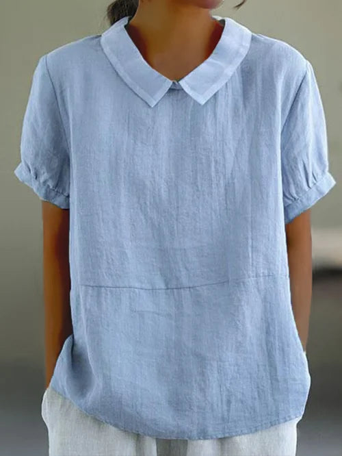 Lucy Women Collared Short Sleeve Blouse, colour: Blue