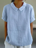 Lucy Women Collared Short Sleeve Blouse, colour: Blue
